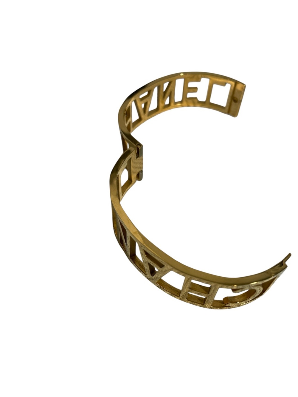 ✨ Gold-Tone Logo Cutout Crystal Bangle Bracelet ✨ - Picture 4 of 7